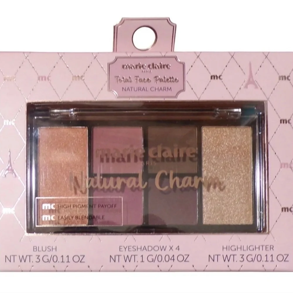 Marie Claire Natural Charm Face Palette - Blush, Eyeshadow, Highlighter New